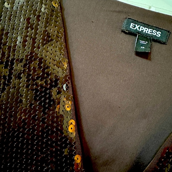 Like New Express Deep V-neck long sleeve thong bodysuit. Fits Xsmall- Small. - Picture 3 of 7